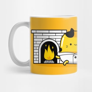 yellow cat hello winter Mug